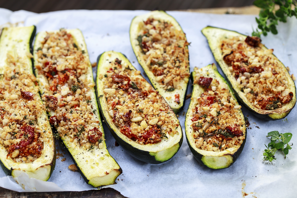 Courgettes,Stuffed,With,Breadcrumbs,,Pine,Nuts,,Sun,Dried,Tomatoes,And